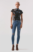 Load image into Gallery viewer, SOPHIE CROP PENTACLE高腰深藍刷破Skinny牛仔褲
