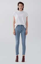 Load image into Gallery viewer, NICO Hi Rise Slim HEADLINES高腰淺藍下襬開衩抽鬚Skinny牛仔褲
