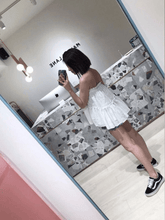 Load image into Gallery viewer, 兩穿白色鬆緊平口澎澎上衣/裙子
