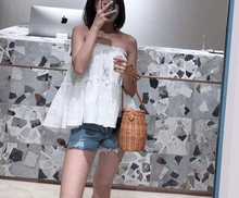Load image into Gallery viewer, 兩穿白色鬆緊平口澎澎上衣/裙子
