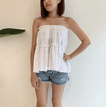 Load image into Gallery viewer, 兩穿白色鬆緊平口澎澎上衣/裙子
