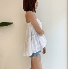 Load image into Gallery viewer, 兩穿白色鬆緊平口澎澎上衣/裙子
