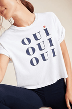 Load image into Gallery viewer, 純棉圓領白色字母T-shirt
