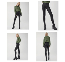 Load image into Gallery viewer, COATED BLACK Skinny 仿皮高腰皮褲
