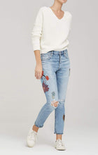 Load image into Gallery viewer, Liya Slim Boyfriend 熱帶刺繡圖案牛仔褲
